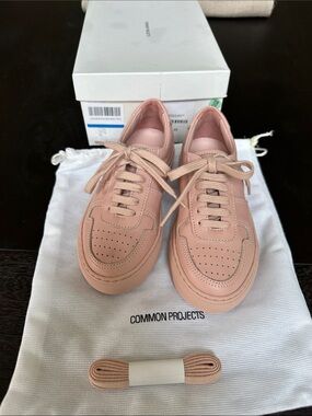 Common Projects Blush Pink Leather B BAll Low-Top Sneakers Italian sneakers 30